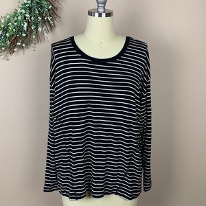 Cabi Women’s Black & White Striped Long Sleeve Top Size Small